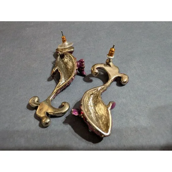 Betsy Johnson Koi Fish Necklace and Earrings Pink Sparkly Gold Tone Chain 21 in - Picture 6 of 6